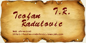 Teofan Radulović vizit kartica